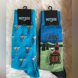 HOTSOX Men’s Drinking Socks 2 Pairs Martini and Wine Country